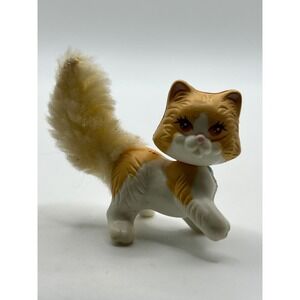 Vintage Littlest Pet Shop 1995 Clubhouse Kitties‎ Orange/White Cat W Fuzzy Tail